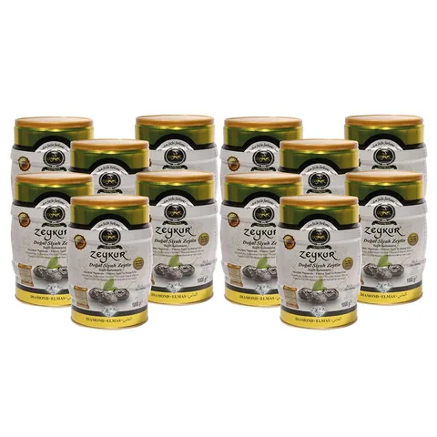 Zeykur Elmas 1 Kg Yağlı Salamura Siyah Zeytin 12 Adet