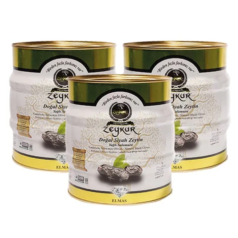 Zeykur Elmas 2 Kg Yağlı Salamura Siyah Zeytin 3 Adet
