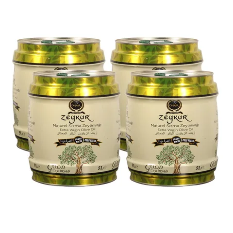 Zeykur Gold Soğuk Sıkım Naturel Sızma Zeytinyağı 5 lt 4 Adet