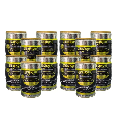 Zeykur Premium Taç 1 Kg Yağlı Salamura Siyah Zeytin 12 Adet