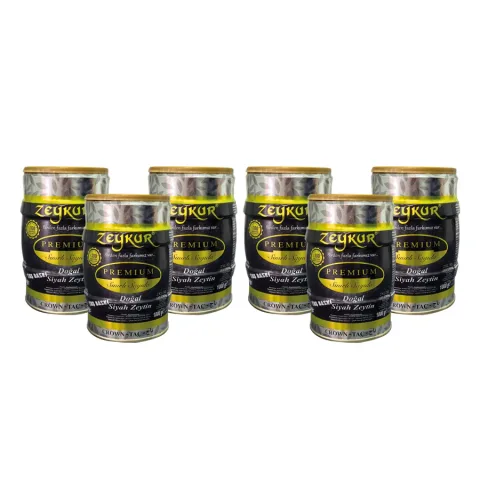 Zeykur Premium Taç 1 Kg Yağlı Salamura Siyah Zeytin 6 Adet