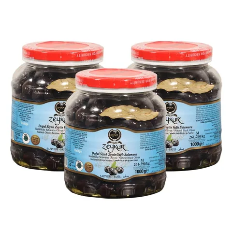 Zeykur Safir 1 Kg Yağlı Salamura Siyah Zeytin 3 Adet