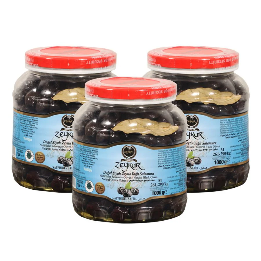 Zeykur Safir 1 Kg Yağlı Salamura Siyah Zeytin 3 Adet